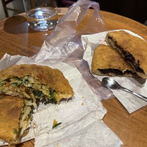 This is what everyone stood in line to buy. Savory on the left, sweet on the right